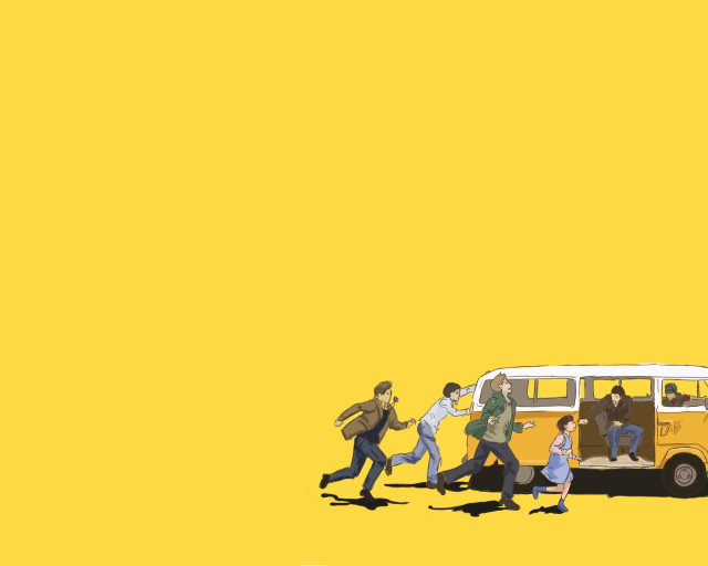 Group people yellow bus yellow free wallpaper for desktop - medium preview image