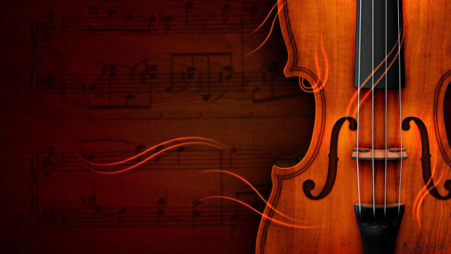 Violin musical notes red background #2 free wallpaper for desktop - medium preview image