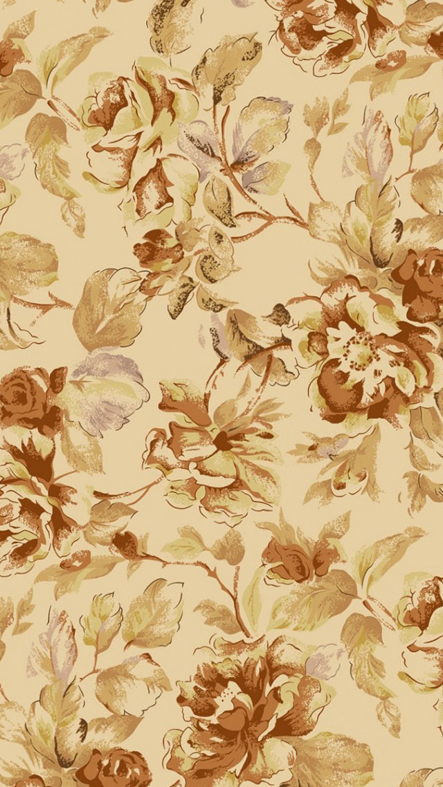 Floral pattern brown beige background free wallpaper for mobile - medium preview image