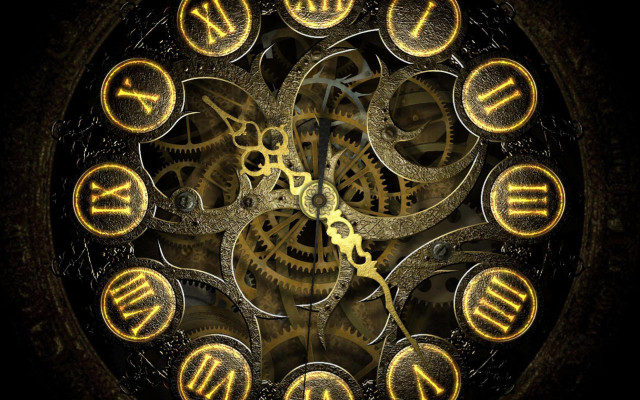 Gold gears clock black background free wallpaper for desktop - medium preview image