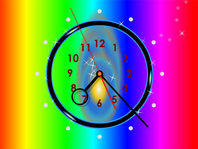 Clock rainbow background stars light free wallpaper for desktop - medium preview image