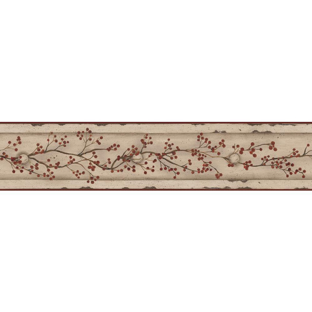Beige red wallpaper border branch free wallpaper for tablet - medium preview image