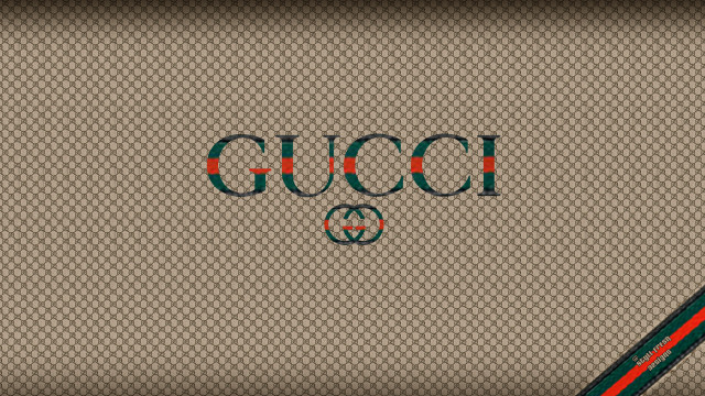 Gucci logo brown background red free wallpaper for desktop - medium preview image