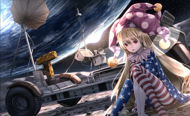 Girl dress hat vehicle space free wallpaper for desktop - medium preview image