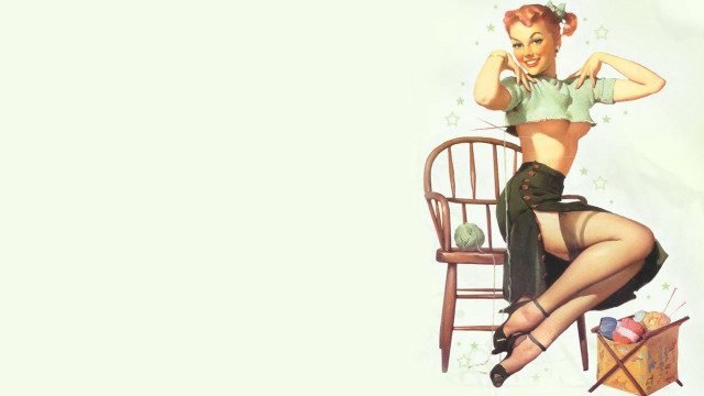 Pin up girl chair suitcase free wallpaper for desktop - medium preview image