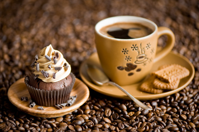 Coffee cup cookies table beans free wallpaper for desktop - medium preview image