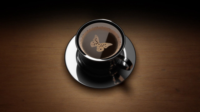 Coffee butterfly saucer wooden table #2 free wallpaper for desktop - medium preview image