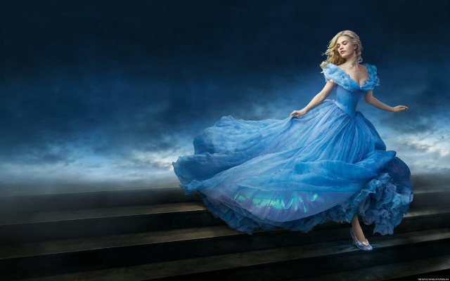 Woman blue dress walking stairs #2 free wallpaper for desktop - medium preview image