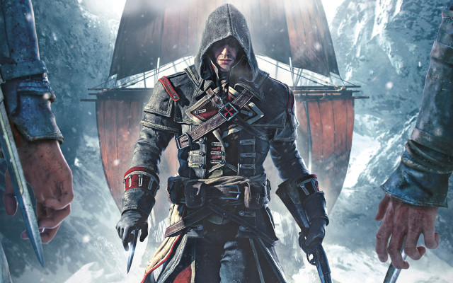 Man hooded sword snowy ship free wallpaper for desktop - medium preview image