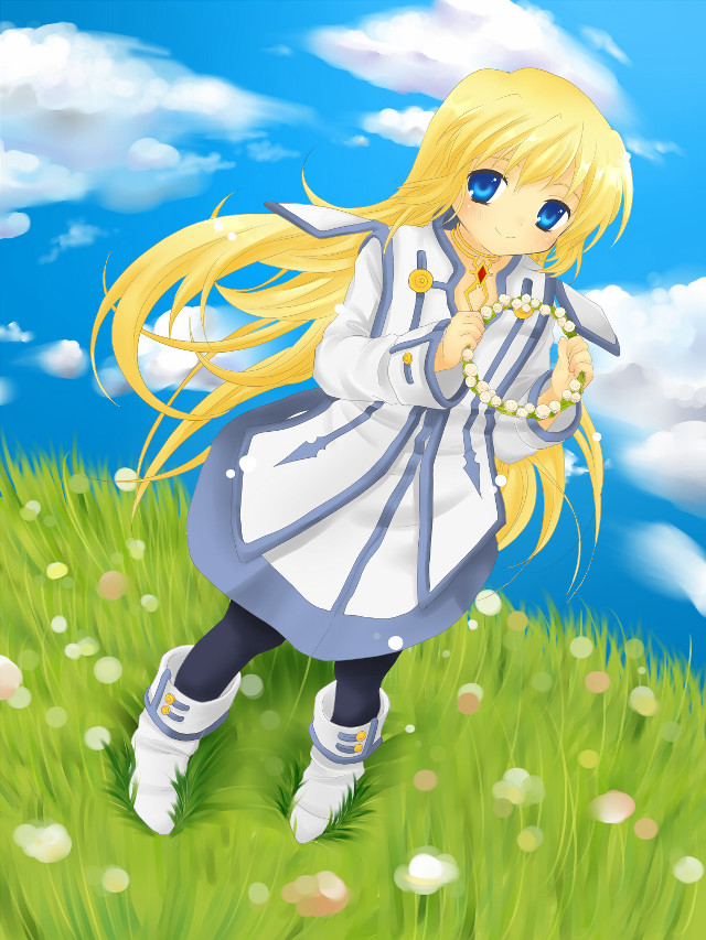 Girl field flower sky clouds free wallpaper for mobile - medium preview image
