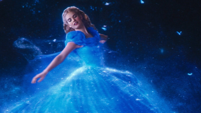 Woman blue dress flying butterfly free wallpaper for desktop - medium preview image