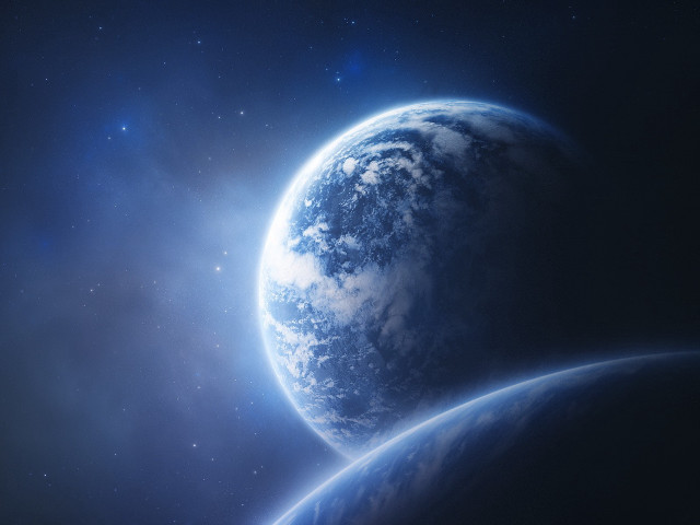 Blue planet star background blue free wallpaper for desktop - medium preview image