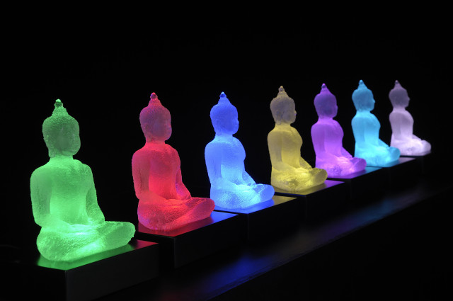Buddha statues shelf dark colored free wallpaper for desktop - medium preview image