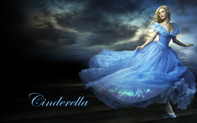 Woman blue dress stairs cloudy free wallpaper for desktop - medium preview image