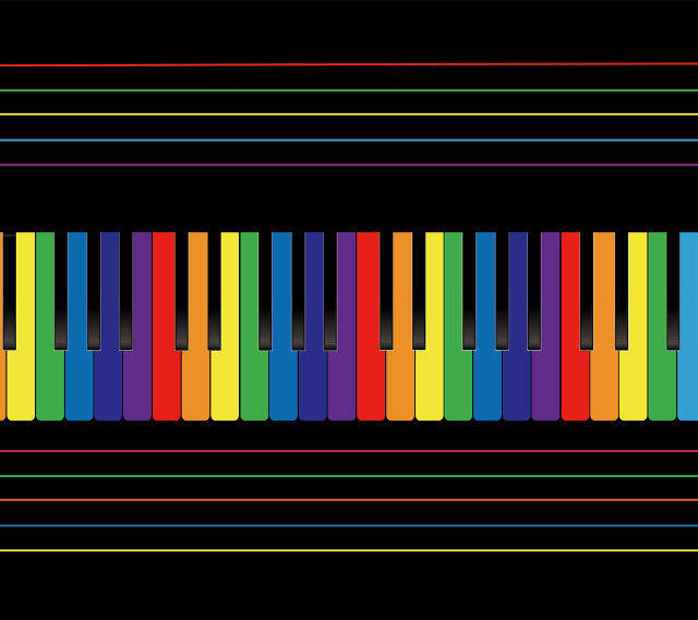 Colorful piano keyboard black background free wallpaper for tablet - medium preview image