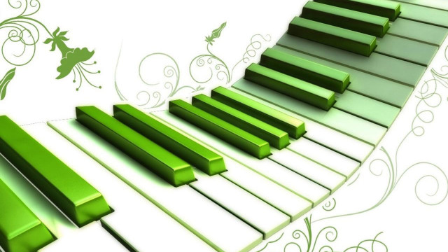 Green piano floral ecological bamboo free wallpaper for desktop - medium preview image