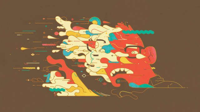 Stylized man face colorful pattern free wallpaper for desktop - medium preview image