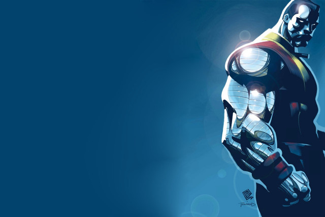 Man suit gun camera blue free wallpaper for desktop - medium preview image