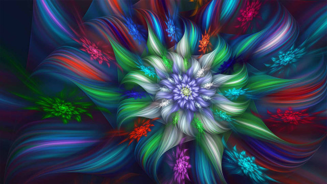 Colorful blue flower multicolored petals free wallpaper for desktop - medium preview image
