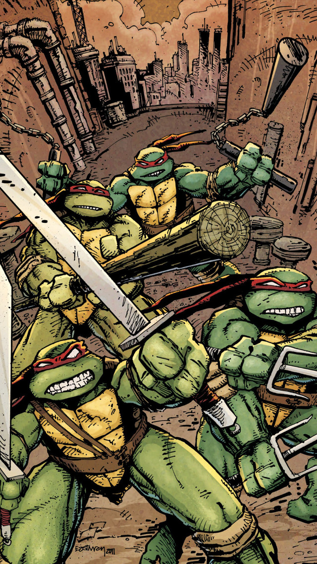 Teenaged turtles fighting knife sword free wallpaper for mobile - medium preview image