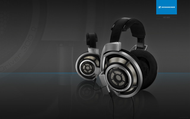 Headphones black background blue white free wallpaper for desktop - medium preview image