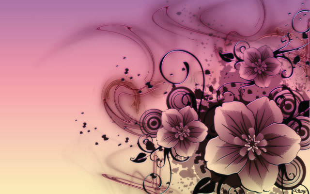 Flowers swirls pink purple background free wallpaper for desktop - medium preview image