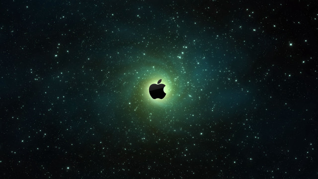 Apple logo space stars green #2 free wallpaper for desktop - medium preview image