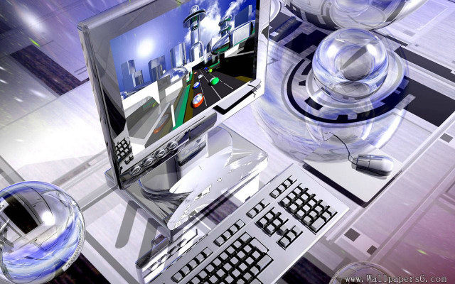 Computer monitor desk keyboard mouse free wallpaper for desktop - medium preview image