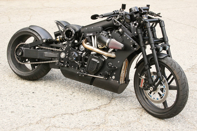 Black motorcycle street parking lot free wallpaper for desktop - medium preview image