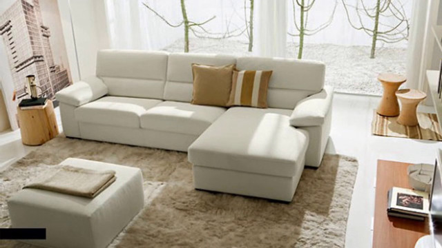 Living room white couch ottoman free wallpaper for desktop - medium preview image