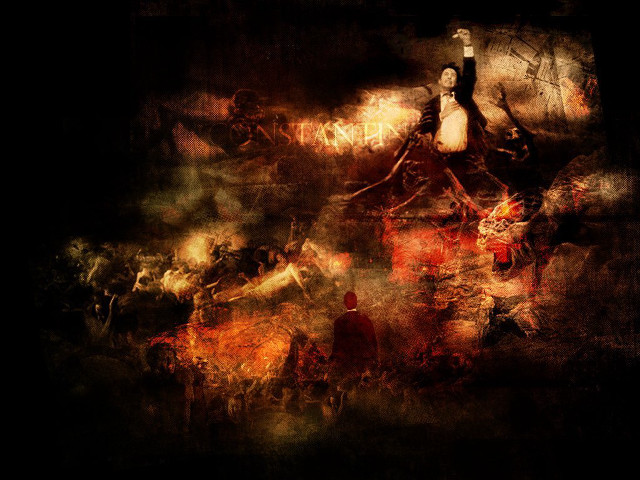 Woman knife man fire painting free wallpaper for desktop - medium preview image