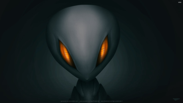 Alien orange eyes black background free wallpaper for desktop - medium preview image