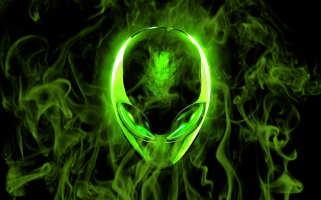 Green alien head black background free wallpaper for desktop - medium preview image