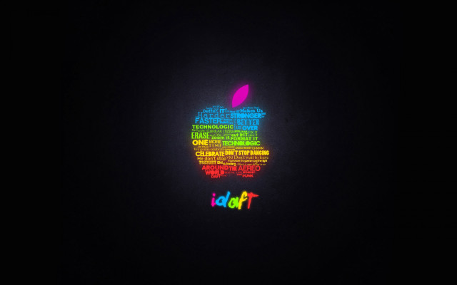 Colorful apple logo dark word free wallpaper for desktop - medium preview image
