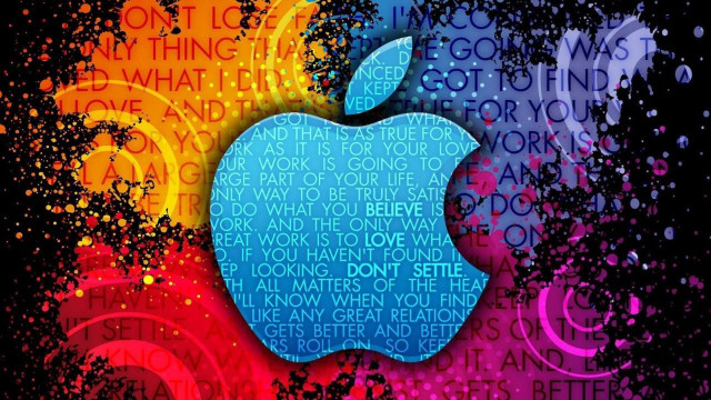Apple logo colorful spraypaint black #2 free wallpaper for desktop - medium preview image