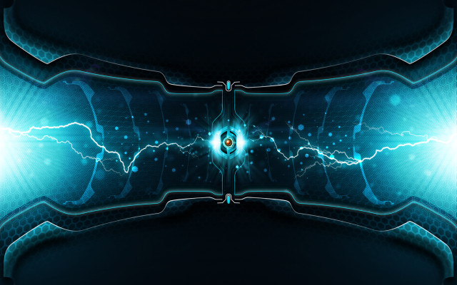 Futuristic background blue lightning black free wallpaper for desktop - medium preview image