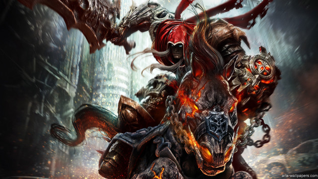 Demonic creature horse city flames #2 free wallpaper for desktop - medium preview image