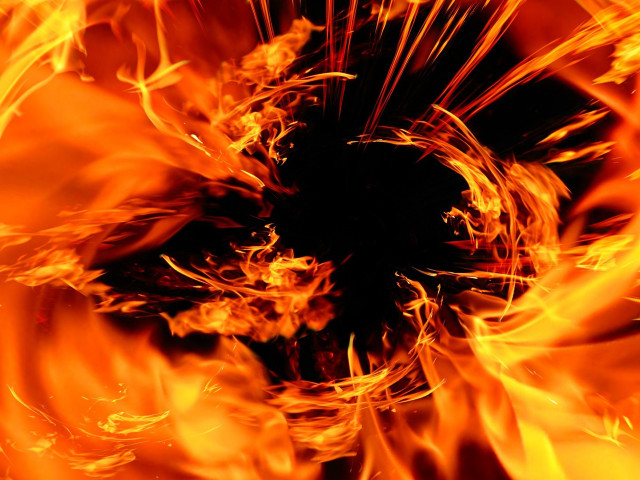 Fire orange flames smoke abstract free wallpaper for desktop - medium preview image