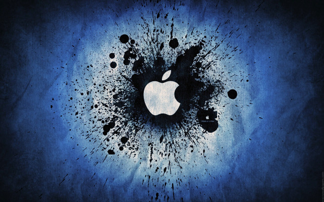 Apple artistic blue background black free wallpaper for desktop - medium preview image