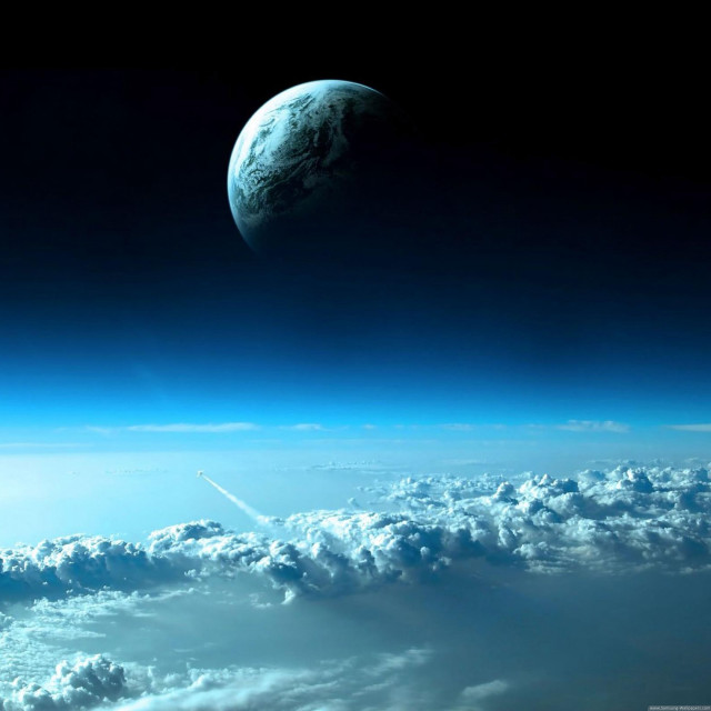 Earth view space shuttle blue free wallpaper for tablet - medium preview image