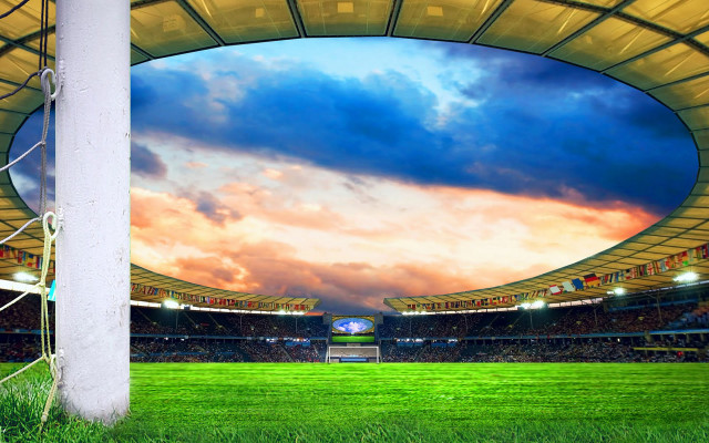 Soccer field goal sky clouds #2 free wallpaper for desktop - medium preview image