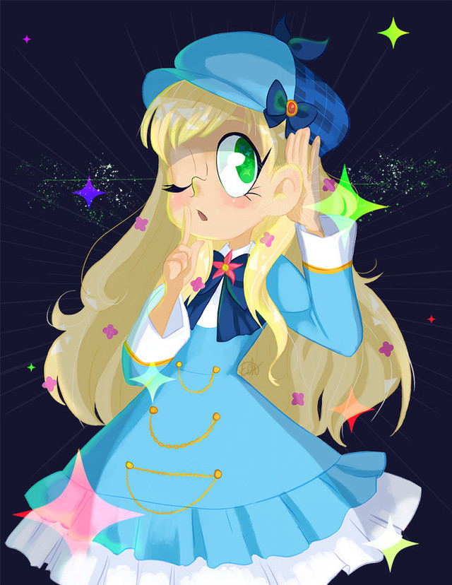 Cartoon girl blue dress holding free wallpaper for mobile - medium preview image