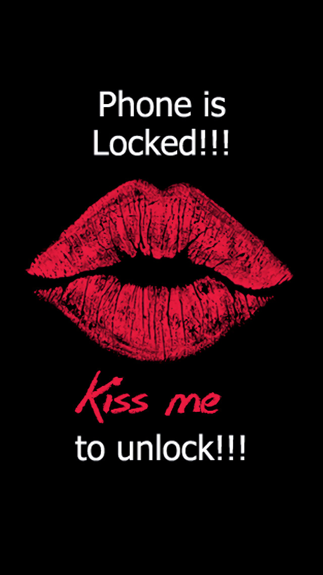 Red lipstick phone locked kiss free wallpaper for mobile - medium preview image