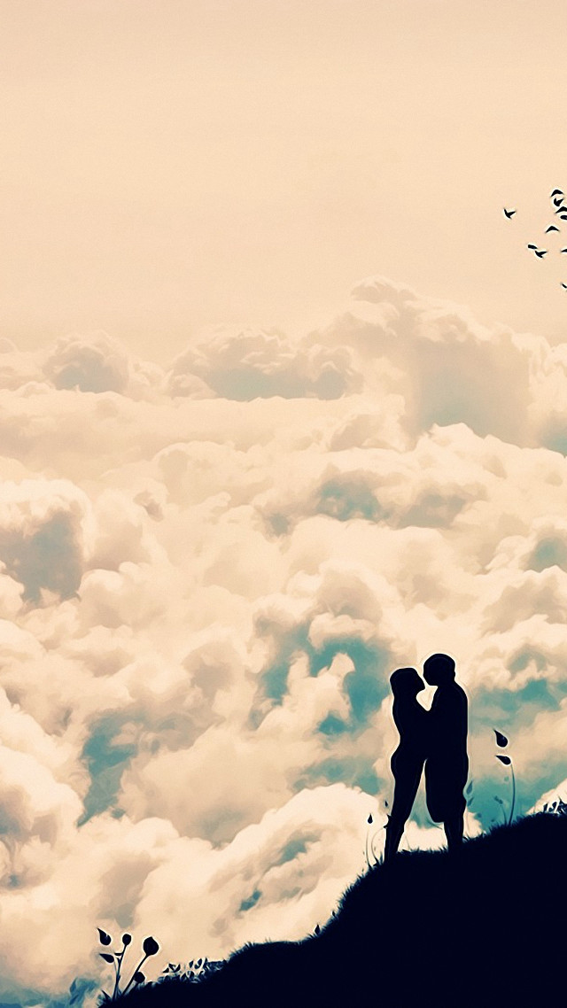 Couple hill tree birds sky free wallpaper for mobile - medium preview image