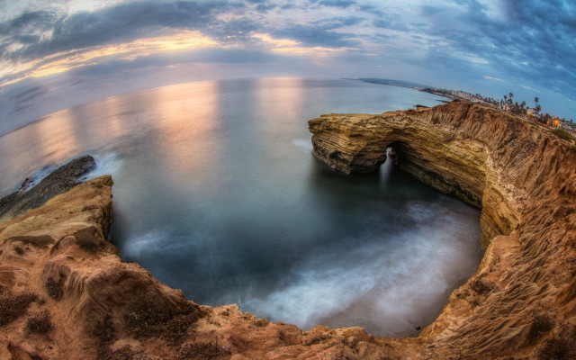 Large water rocky cliff waterfall free wallpaper for desktop - medium preview image
