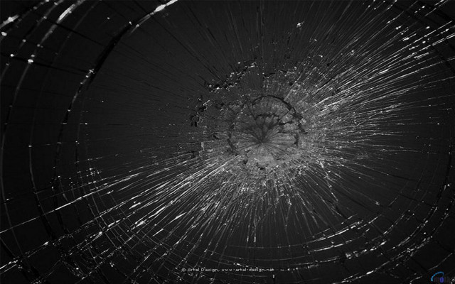 Broken glass window hole center free wallpaper for desktop - medium preview image
