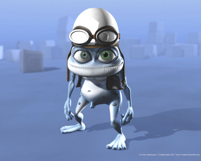 Cartoon frog goggles backpack cityscape free wallpaper for desktop - medium preview image