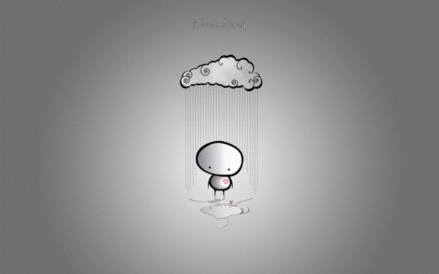 Cartoon character sad under rain free wallpaper for desktop - medium preview image