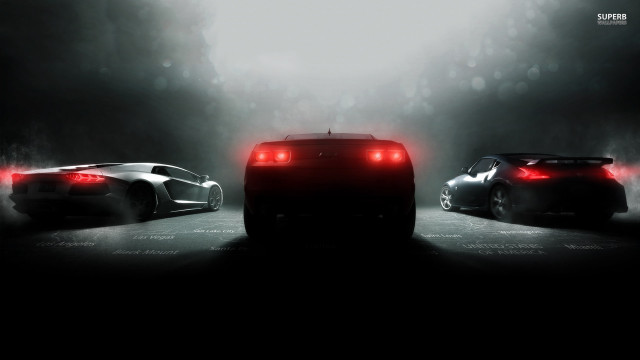 Three cars dark room fog free wallpaper for desktop - medium preview image