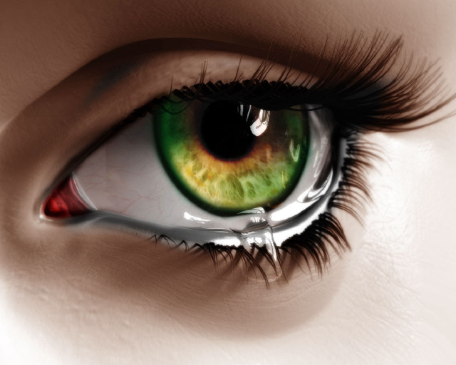 Green eye long eyelashes red free wallpaper for desktop - medium preview image